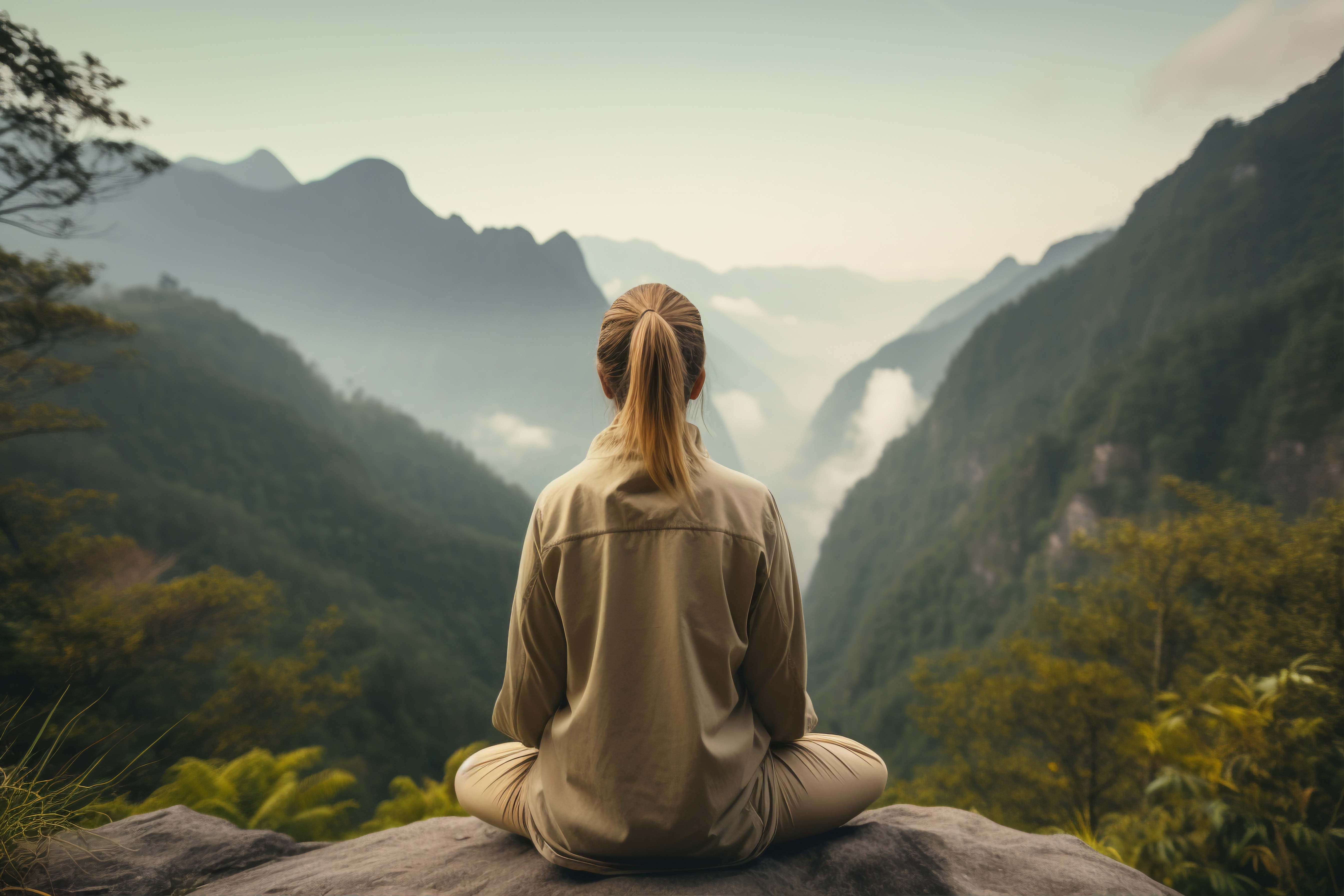 Meditating on mountain